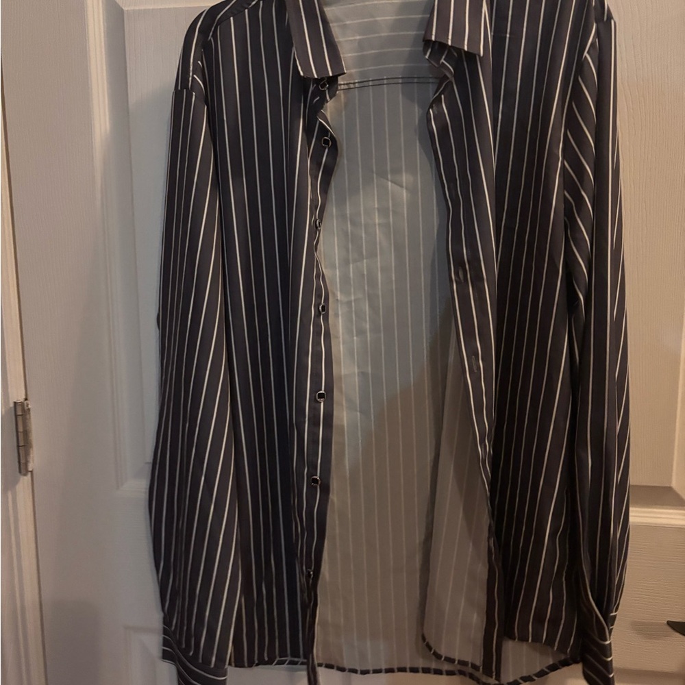 Elegant Black Striped Button Down Shirt